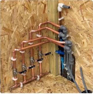 Copper manifold pipework