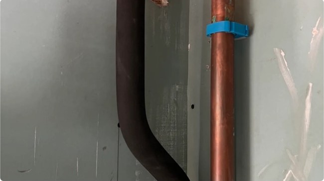 Copper pipework wall installation